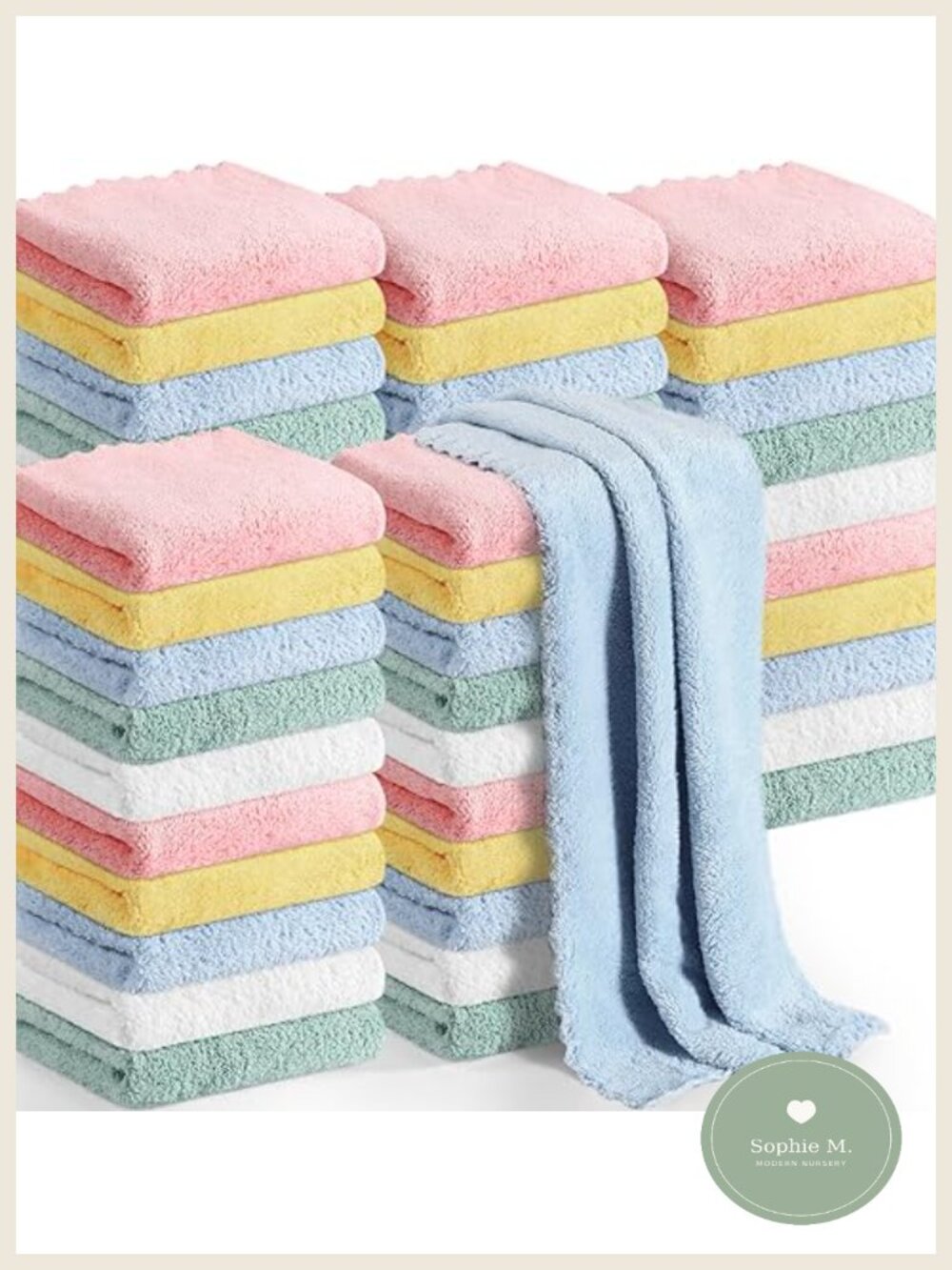 Baby Burp Cloths 20x10 Soft Coral Fleece Absorbent Reusable 50 Pack for Newborn